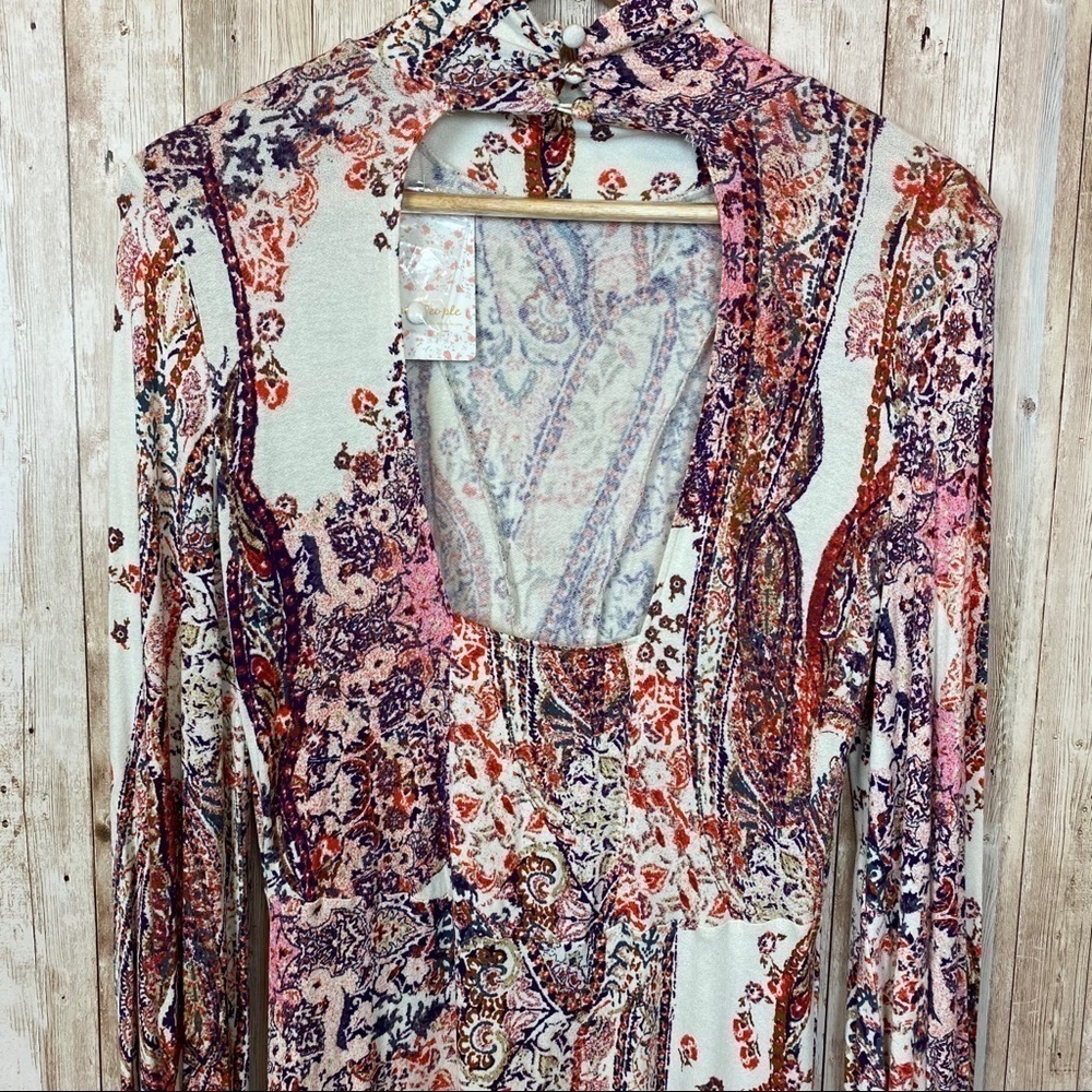 Free People All Dolled Up Paisley Mock‎ Neck Dress - Picture 8 of 14
